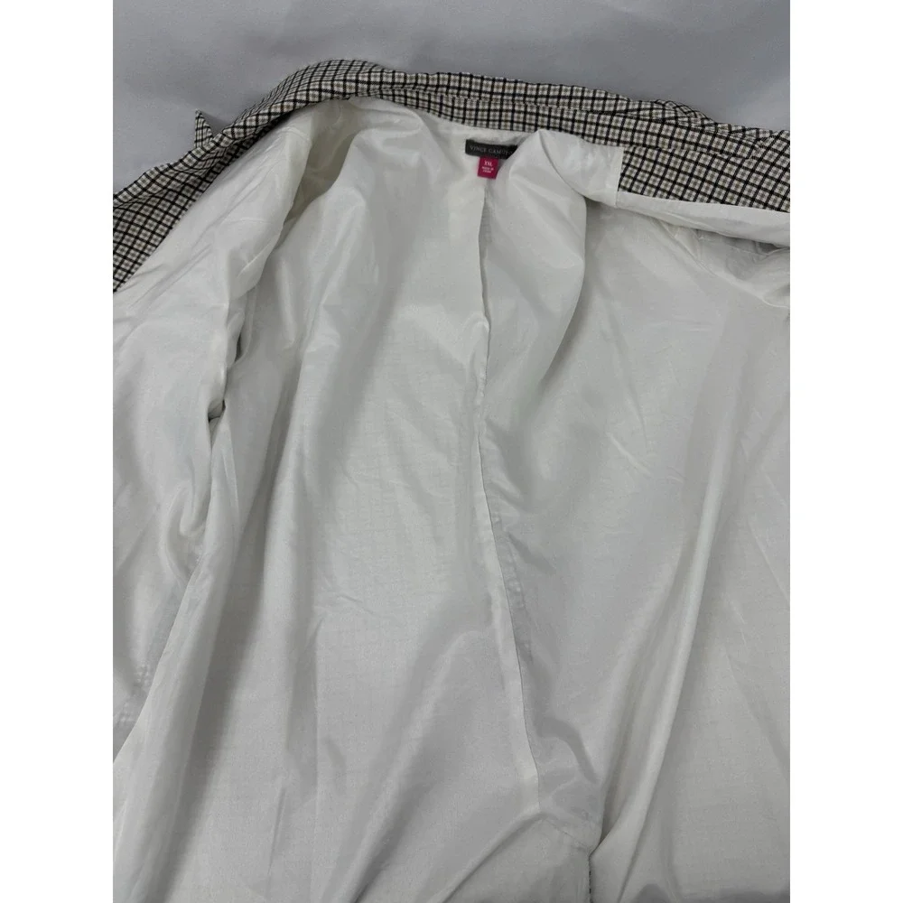 Vince Camuto Plaid Blazer Brown Black Cream Stretch Knit Lined Womens Size XXL‎